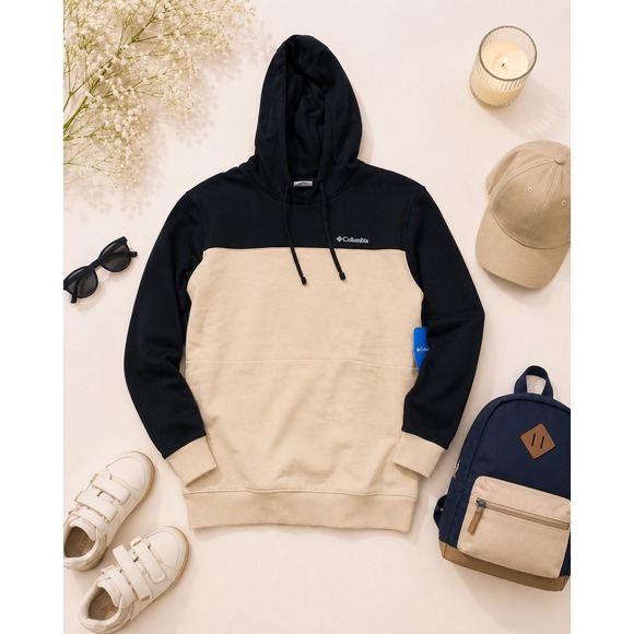 Columbia Other - Columbia Hart Mountain III Hoodie Mens Medium Black Tan Colorblock Sweatshirt